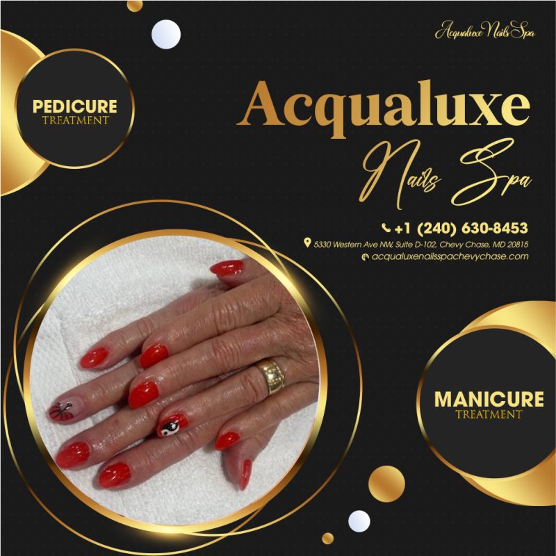 Classic manicure with natural nail polish at nail salon 20815