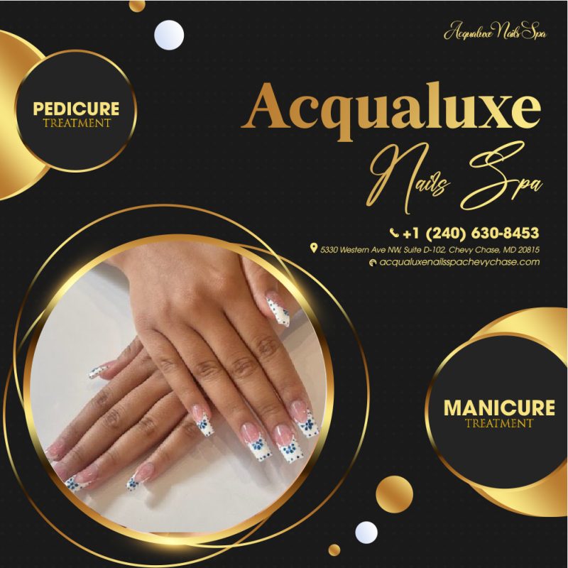 Shellac manicure with shiny finish at nail salon 20815